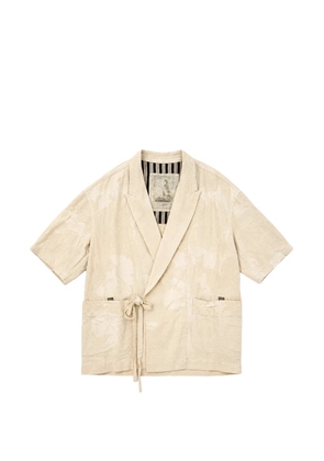 Ziggy Chen tie-fastening notched-lapels shirt - Neutrals