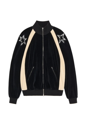 Valentino Garavani zippered sweatshirt with Panther-embroidery and sequin-stars - Black
