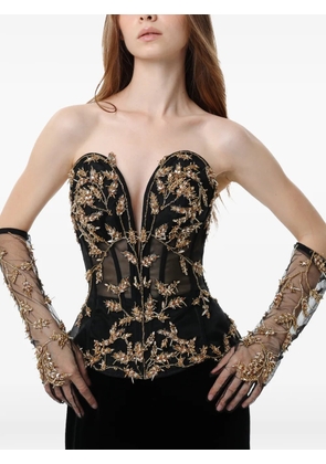 Dina Melwani embroidered corset-style maxi dress - Black