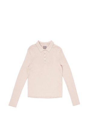 TEAM WANG design ribbed-knit long-sleeve polo shirt - Neutrals