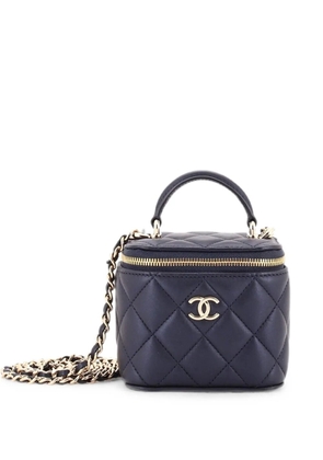 CHANEL Pre-Owned Classic Top Handle Vanity Case with Chain Quilted Lambskin Mini crossbody bag - Blue