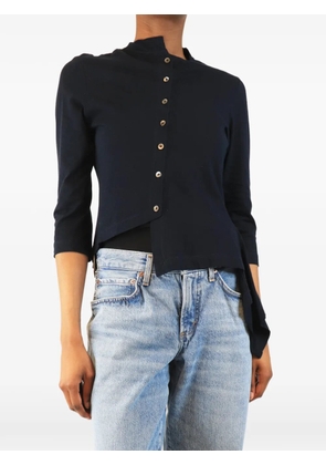 Vintage asymmetrical button-up blouse - Blue