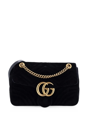 Gucci Pre-Owned GG Marmont Flap Bag Matelasse Velvet Medium shoulder bag - Black