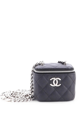 CHANEL Pre-Owned Coco Enamel Strap Vanity Case with Chain Quilted Caviar Mini crossbody bag - Black