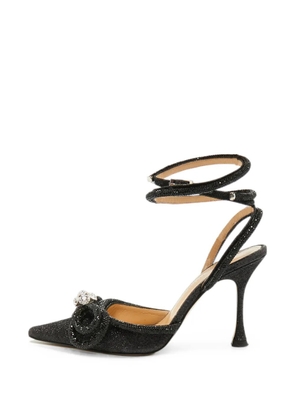 MACH & MACH Double Bow glitter pumps - Black