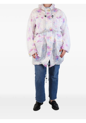Dries Van Noten Pre-Owned sheer floral-print raincoat - White