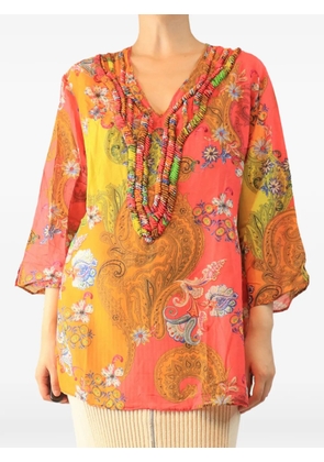 Etro Pre-Owned paisley-print V-neck blouse - Orange