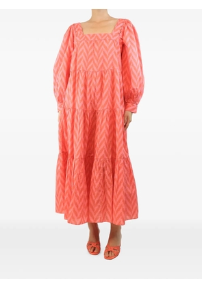 Ulla Johnson zigzag tiered midi dress - Orange