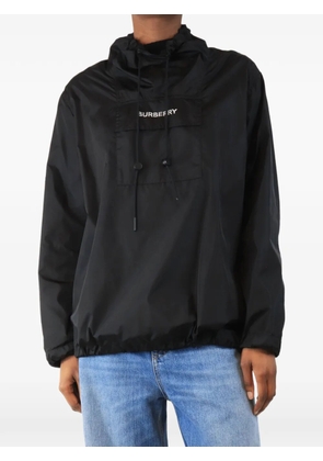 Burberry Pre-Owned logo-embroidered pocket hoodie - Black