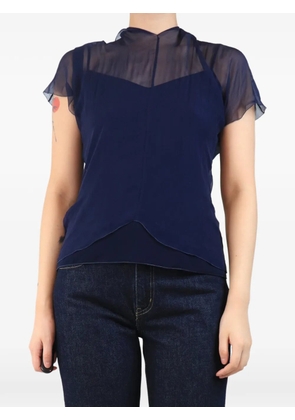 Ralph Lauren Vintage ruffle-trim silk top - Blue