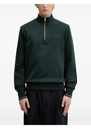 Fred Perry quarter-zip embroidered-logo sweater - Green