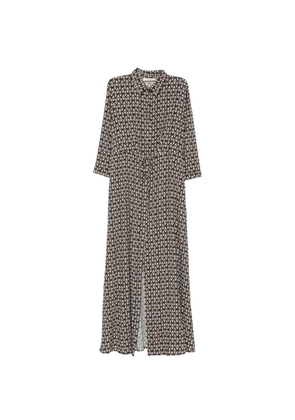 iu rita mennoia geometric-print drawstring-waist maxi dress - Black