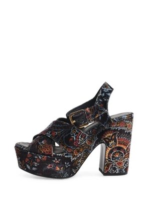 Etro Pre-Owned Paisley heeled sandals - Black