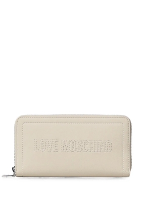 Love Moschino embroidered zip-around wallet - Neutrals