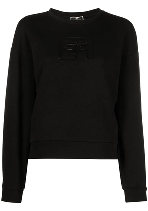 Elisabetta Franchi embossed logo crew-neck sweatshirt - Black