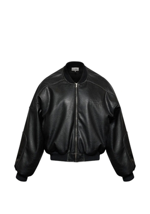 MM6 Maison Margiela faux leather jacket with rib-knit trim - Black