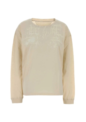 Maison Margiela logo-print long-sleeve T-shirt - Neutrals