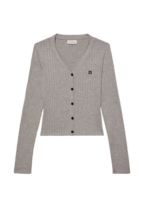 Calvin Klein ribbed-knit logo-patch cardigan - Grey