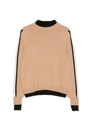 D.Exterior cable-knit side-stripe sweater - Neutrals