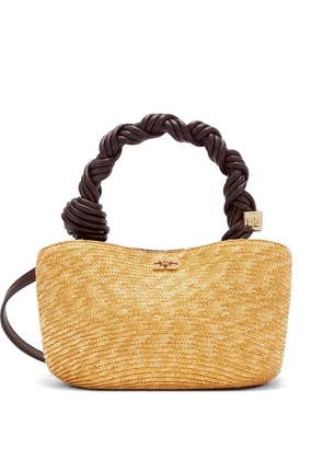 GANNI Bou braided-handle tote bag - Neutrals