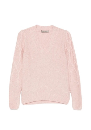 D.Exterior sequin-embellished cable-knit sweater - Pink