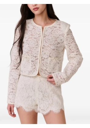 LoveShackFancy bow-detail floral-lace jacket - White