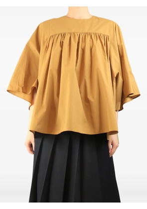 Raey gathered flared-sleeve blouse - Brown