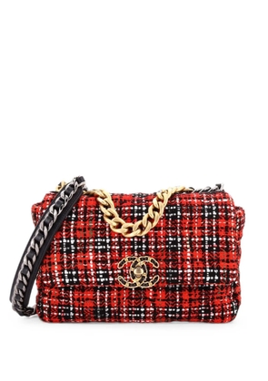 CHANEL Pre-Owned 19 Flap Bag Quilted Tweed Medium crossbody bag - Red