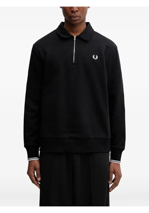 Fred Perry logo-embroidered zip-fastening sweater - Black