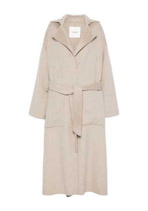 Nanushka wool-silk belted coat - Neutrals