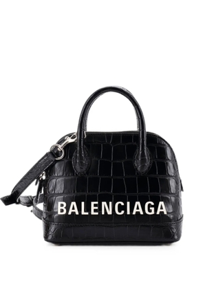 Balenciaga Pre-Owned Logo Ville Bag Crocodile Embossed Leather XXS shoulder bag - Black