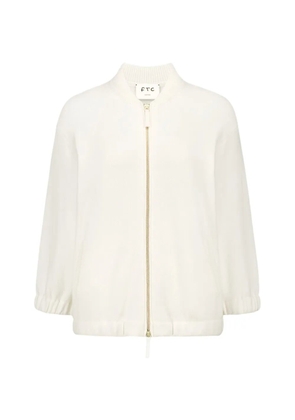 Ftc zip-up ribbed-trim bomber jacket - White