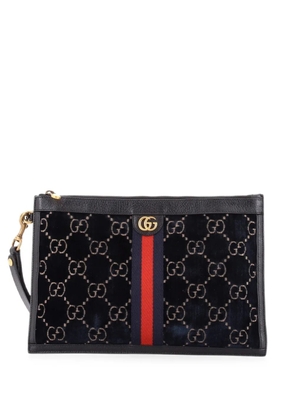 Gucci Pre-Owned Ophidia Zip Pouch GG Velvet Large clutch bag - Black