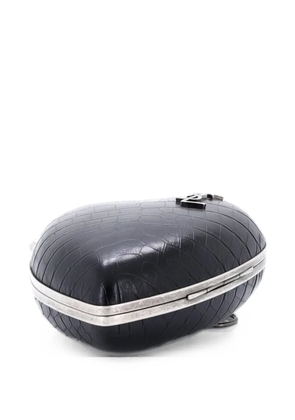 Saint Laurent Pre-Owned Love Heart Chain Box Crocodile Embossed Leather clutch bag - Black