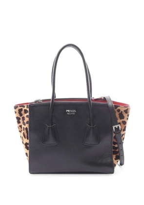 Prada Pre-Owned 2010s Galce Cavalin two-way leopard-print leather handbag - Black