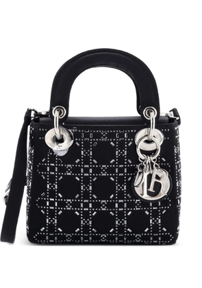 Christian Dior Pre-Owned Lady Dior Bag Crystal Embellished Cannage Quilt Satin Mini satchel - Black