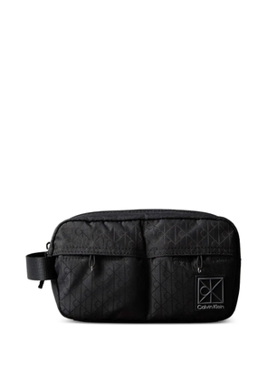Calvin Klein logo-jacquard wash bag - Black