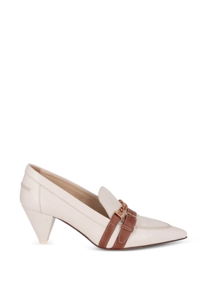 Tod's leather heeled loafers - Neutrals