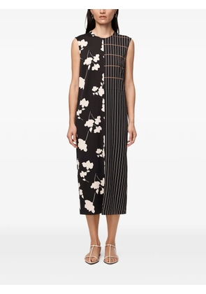 Another Tomorrow floral-print pinstripe dress - Black