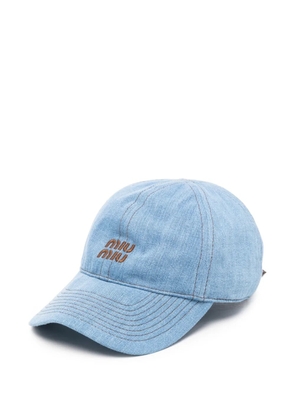 Miu Miu logo-embroidered denim baseball cap - Blue