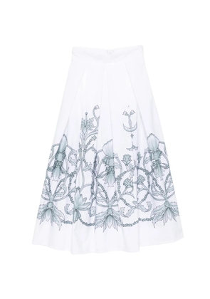 Eleventy floral-print midi skirt - White