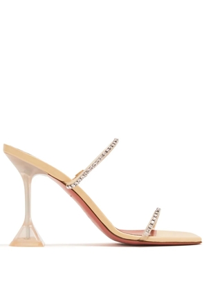 Amina Muaddi Gilda 95mm crystal embellished mules - Yellow