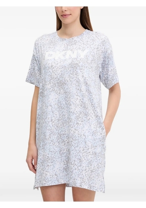DKNY leopard-print logo-print nightdress - Blue