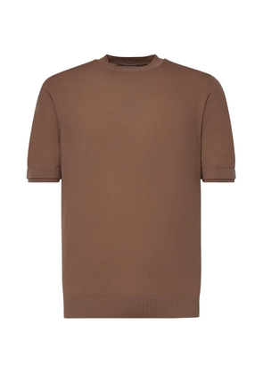 Eleventy short-sleeve ribbed-trim top - Brown