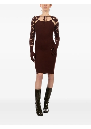 Isa Boulder Argyle-sleeve cut-out mini dress - Brown