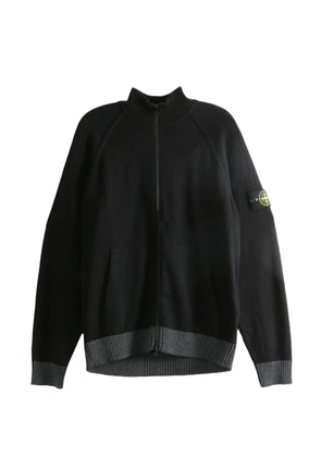 Stone Island logo-patch zip-up sweater - Black