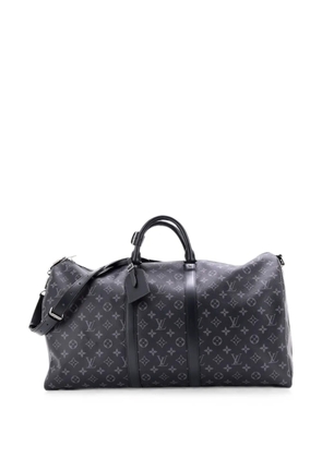 Louis Vuitton Pre-Owned Keepall Bandouliere Bag Monogram Eclipse Canvas 55 travel bag - Black