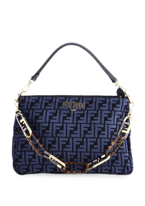 Fendi Pre-Owned O'Lock Zip Shoulder Bag Zucca Chenille hobo bag - Blue