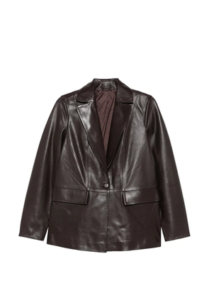 ADRIANNA FERETTI button-fastening leather jacket - Brown