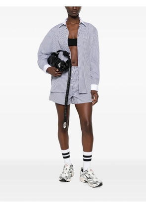 Sporty & Rich striped embroidered-logo shorts - White